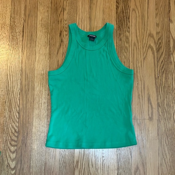 Monki Tops - Monki Ribbed Racer Tank in Green